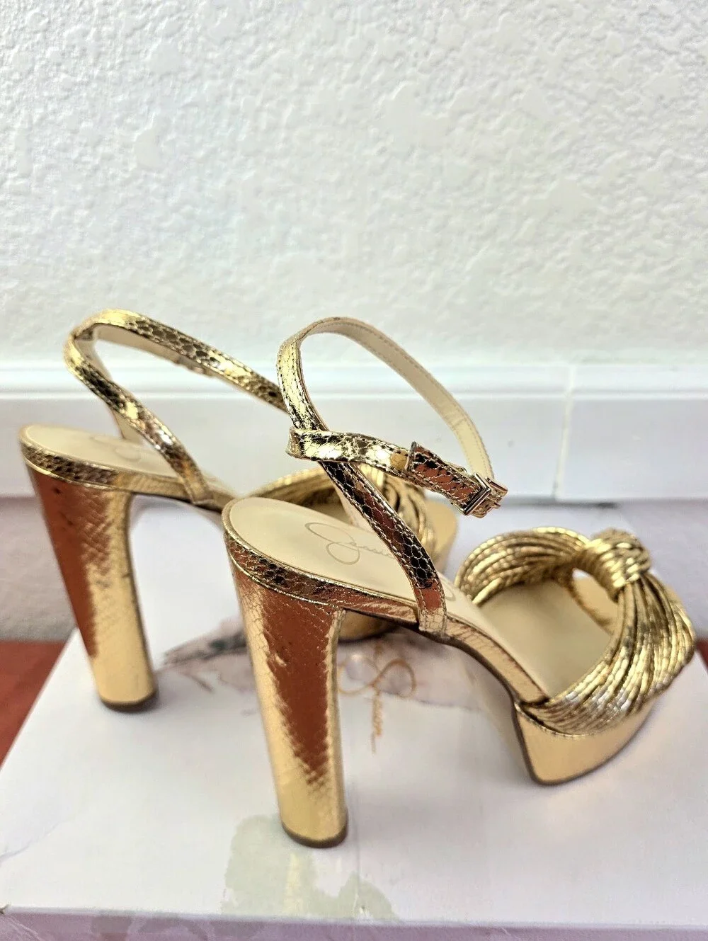 Jessica Simpson Immie Knotted Platform Sandals Gold